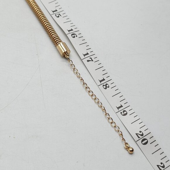 Gold Tone Snake Chain Necklace With Faux Pearl & Tassel Pendant Adjustable - Picture 6 of 6